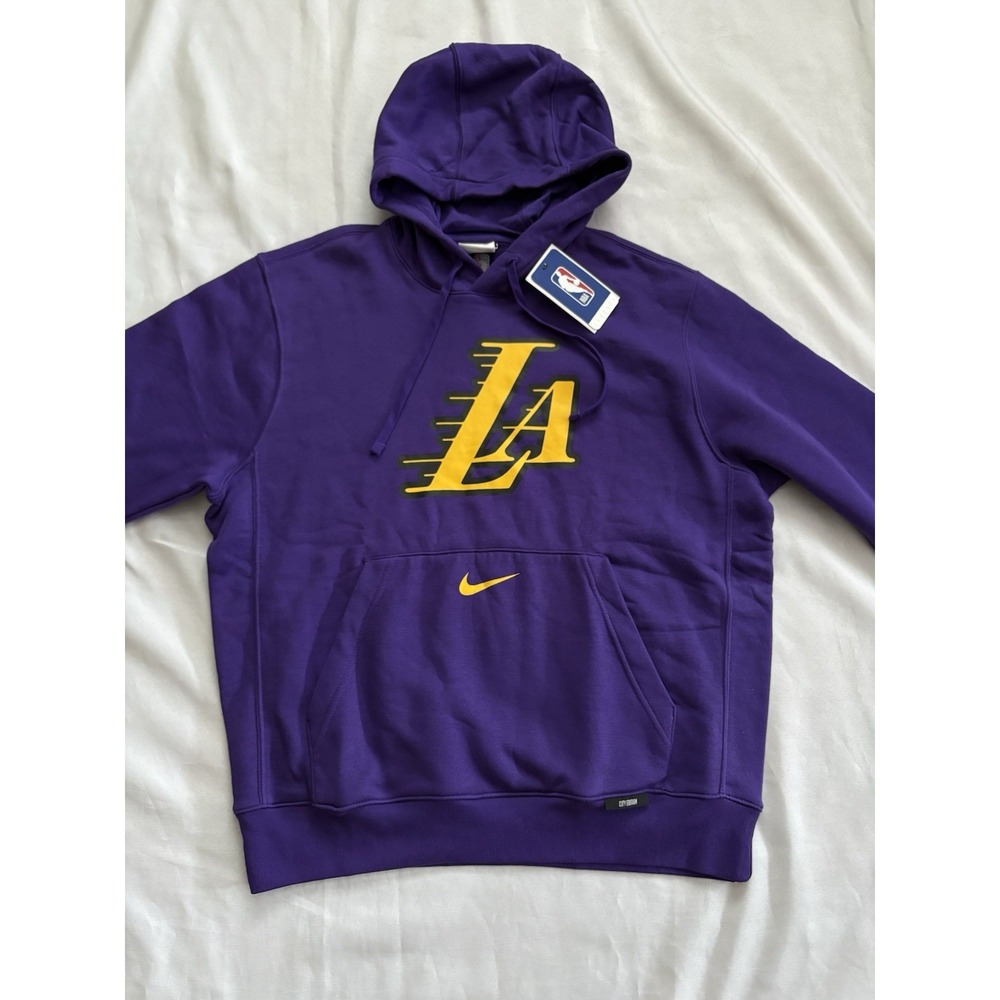 NEW Los Angeles Lakers Pullover Hoodie LA Lakers Purple Gold Fleece Men's Medium